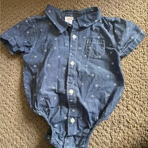 Gymboree Blue Short-Sleeve Button-Down Onesie